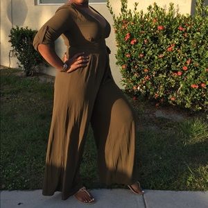 Long sleeve wide leg jumpsuit